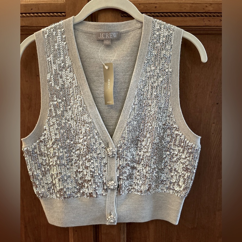 J Crew Merino wool vest with sequins